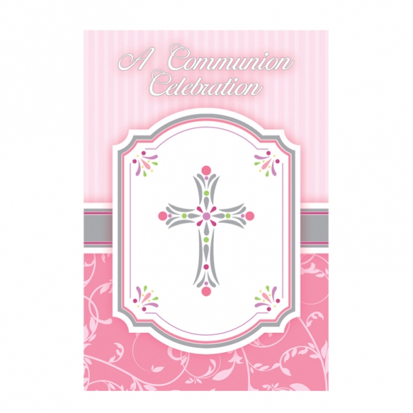 Communion Blessing Pink Postcard Invitations.