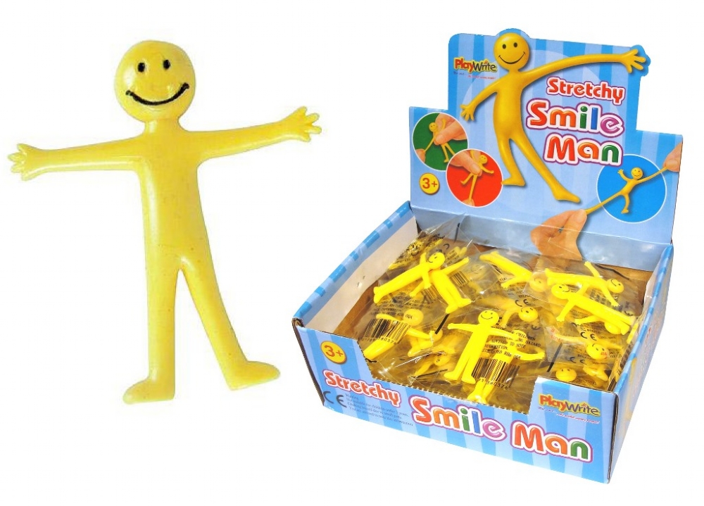 Yellow stretchy man with happy face