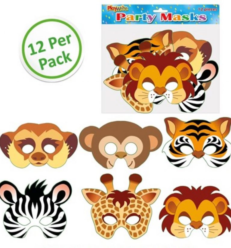 Jungle Animal Masks (12pc) – PartyBag.ie